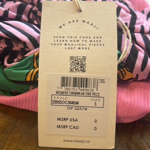 MAAJI Striped Fantasy Sherbet One-Piece
Swimsuit. Reversible, size small - Picture 11 of 11